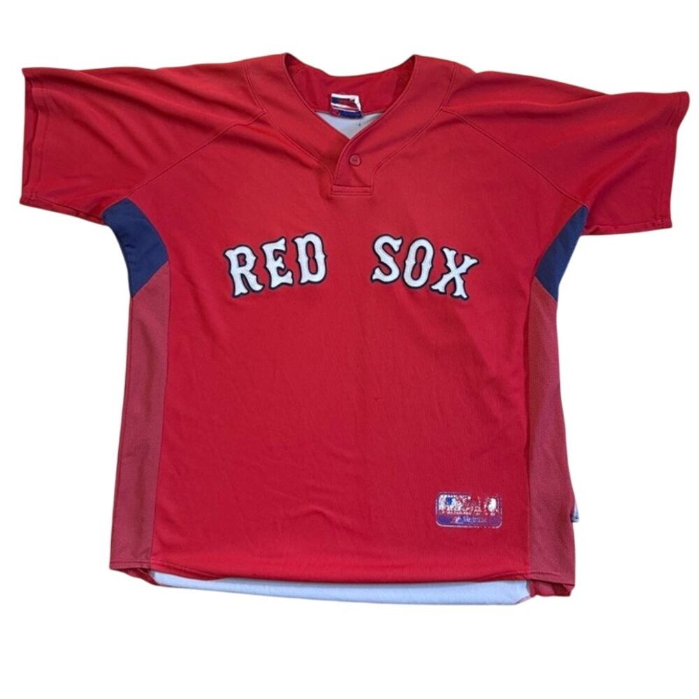 Boston Red Sox MLB red Majestic henley pullover jersey Size Large